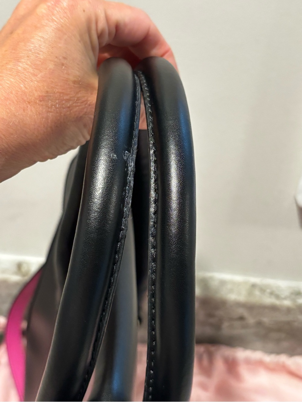 Kate Spade Make it Mine Black Leather Satchel with Pink-Trim Strap - Picture 5 of 8